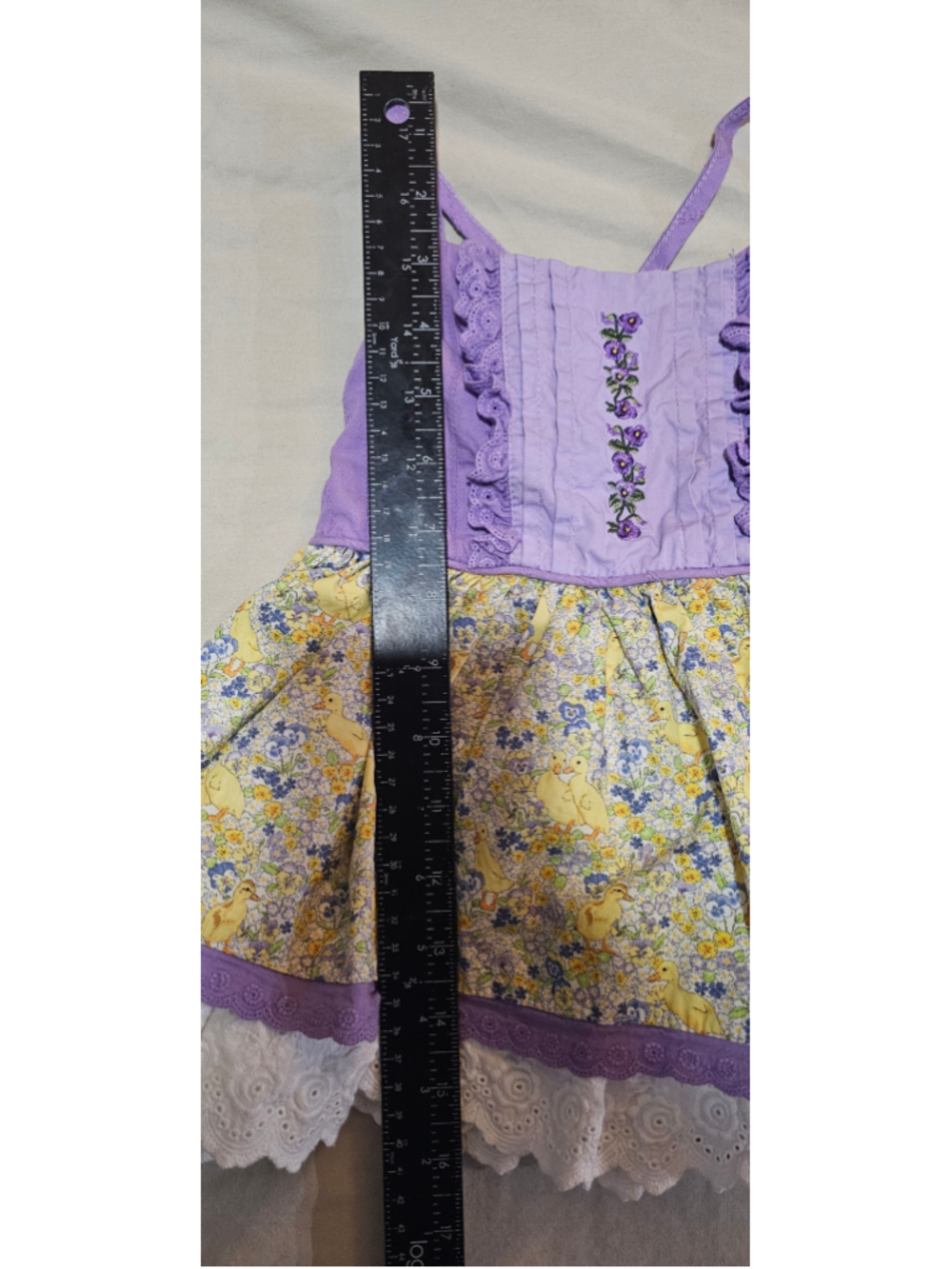 Toddler Girls Mia Miel Floral Duck Dress and Bloomers Set 2T Purple - Picture 3 of 4
